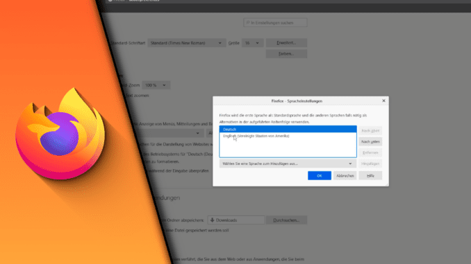 Firefox Sprache ändern