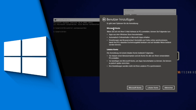 Windows 10 Benutzer anlegen ohne Microsoft Konto