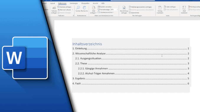Word Inhaltsverzeichnis erstellen