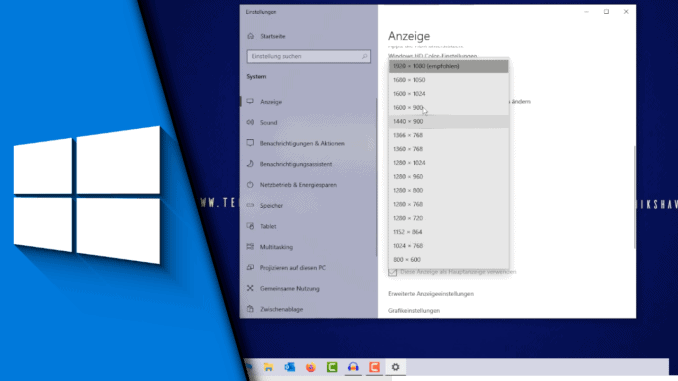 Bildschirmauflösung ändern Window 10