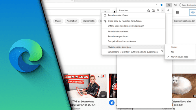 Edge Favoritenleiste anzeigen