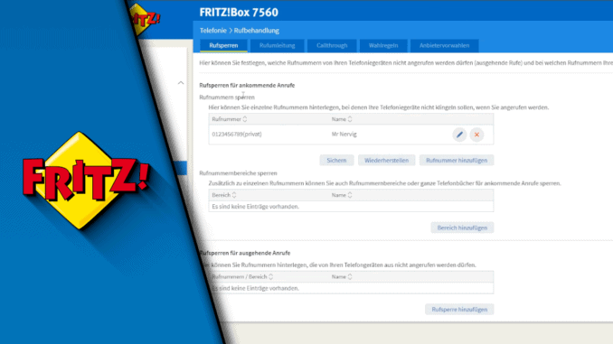 FritzBox Nummer sperren