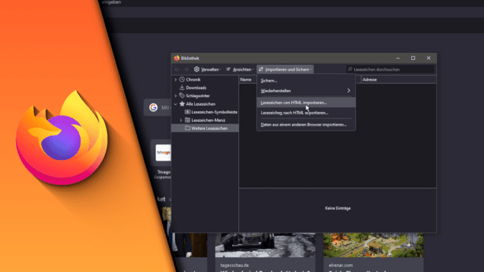 Firefox Lesezeichen exportieren