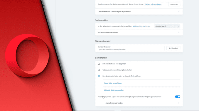 Opera Startseite ändern