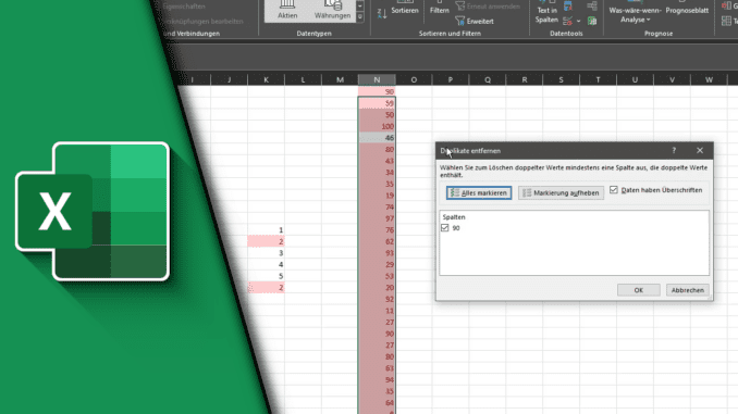 Excel doppelte Werte löschen