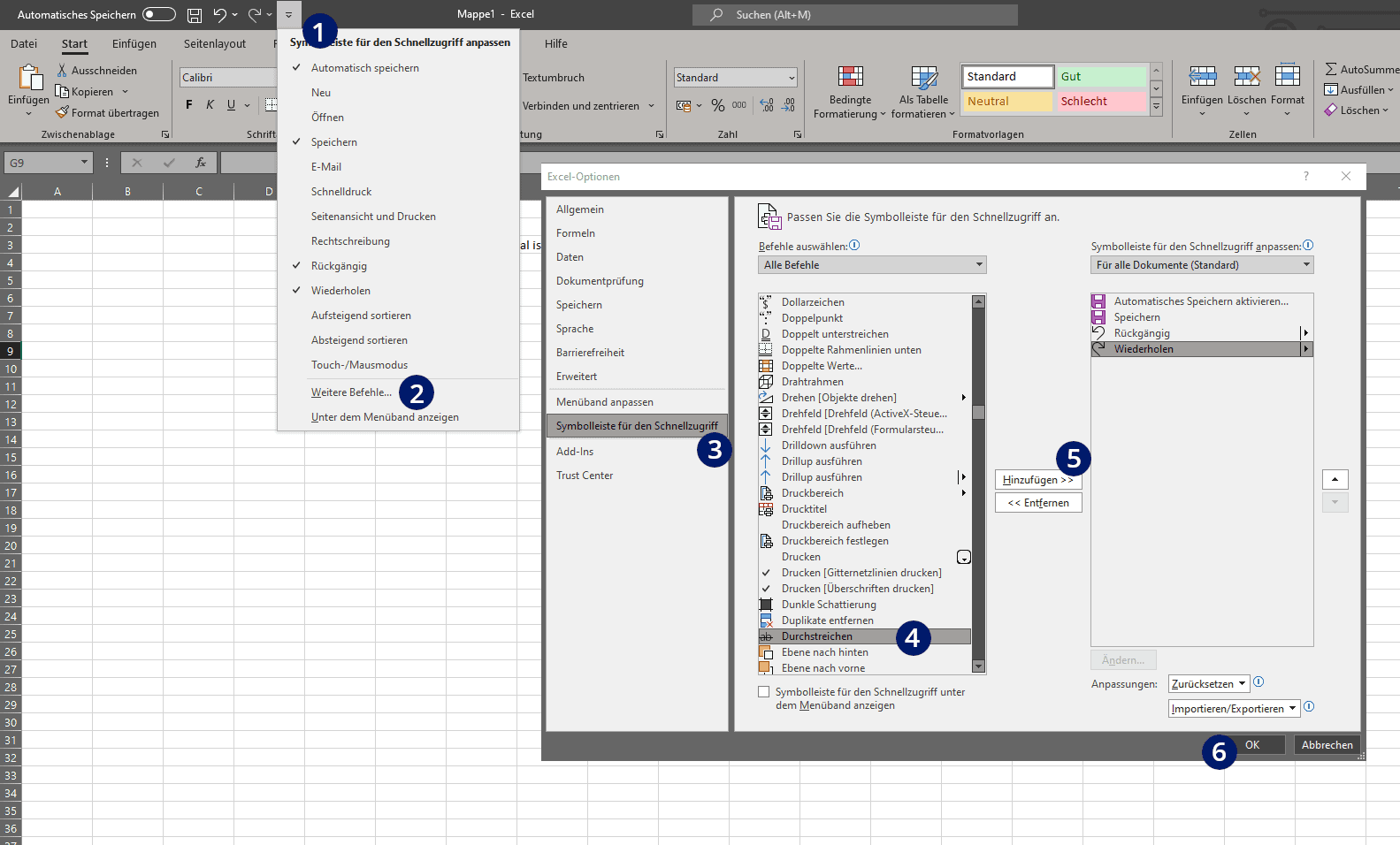 Excel Durchstreichen Button erstellen