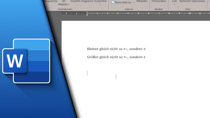 Größer Gleich Zeichen Word
