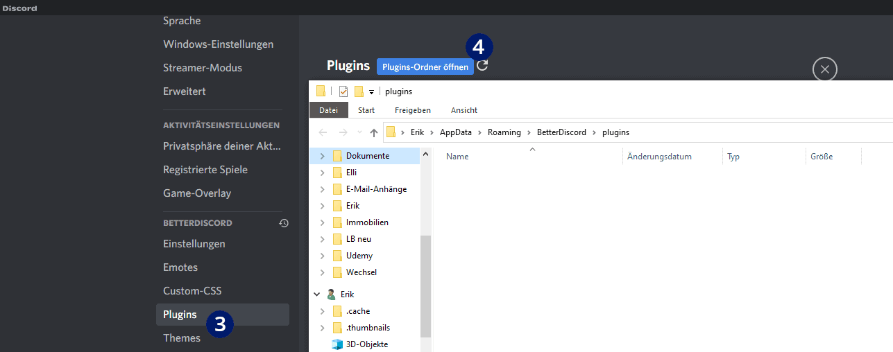 BetterDiscord Plugins Ordner