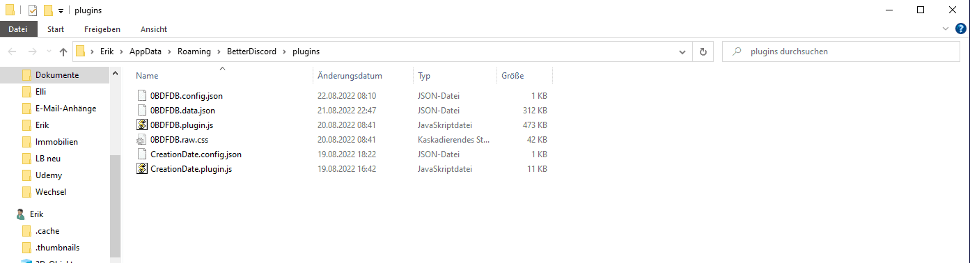 CreationsDate Plugin in Plugin Ordner