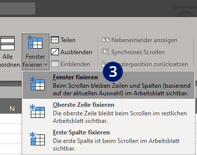 Excel oberste Zeile fixieren