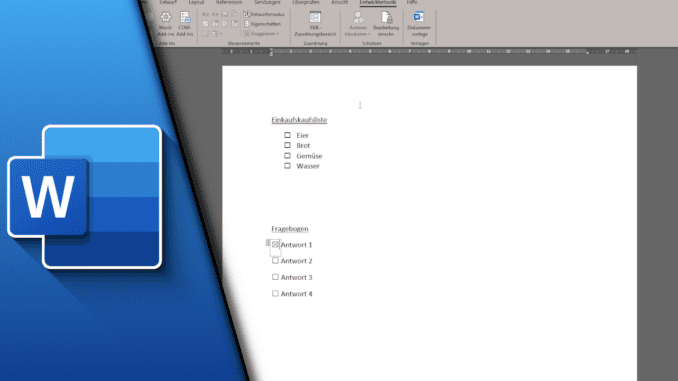Word Checkbox einfügen
