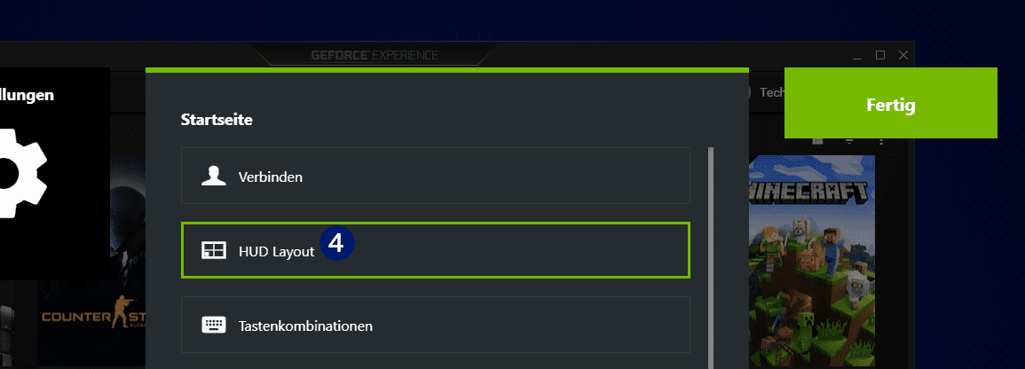 GeForce Experience HUD Layout