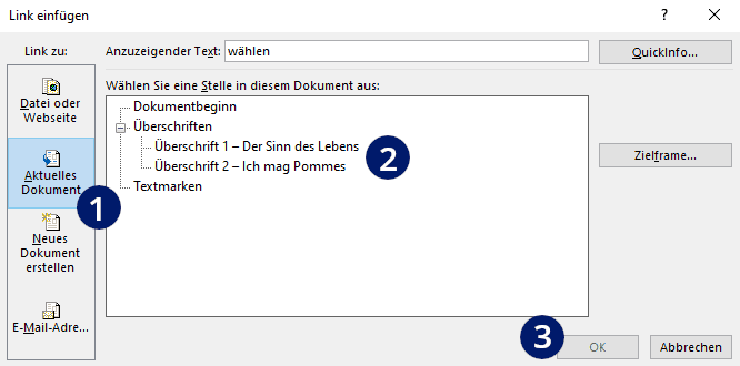 Word Link innerhalb Dokument