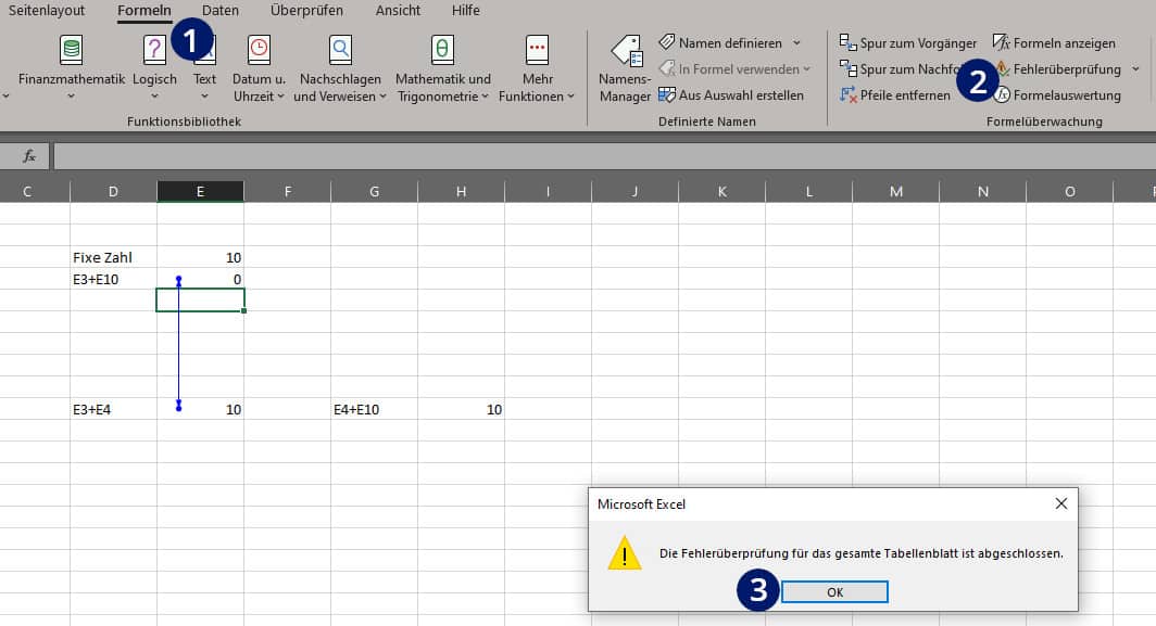 Zirkelbezug in Excel finden