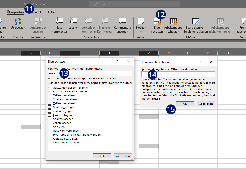 Einzelne Zellen in Excel sperren