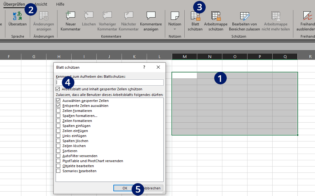 Excel Bereich sperren