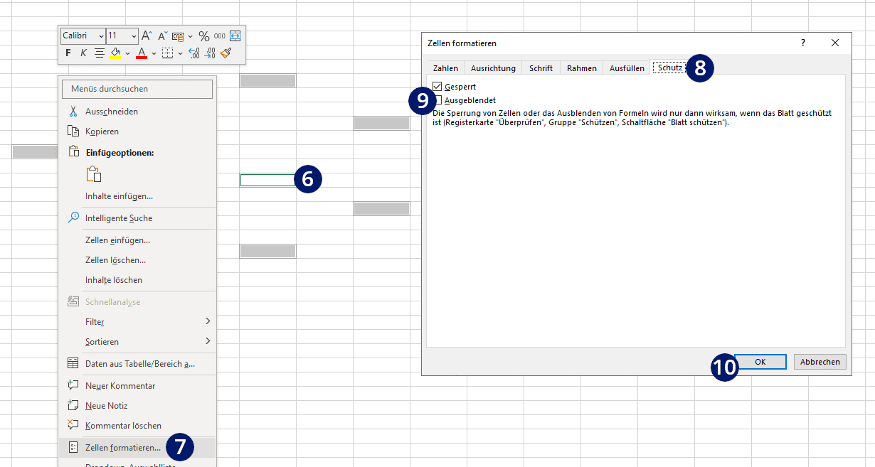 Excel Zellen sperren für Eingabe