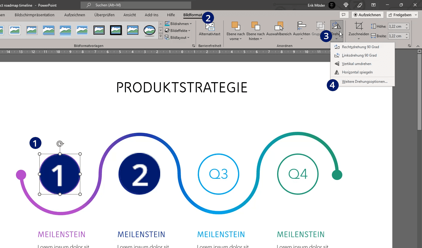 Powerpoint Bild drehen eigener Winkel