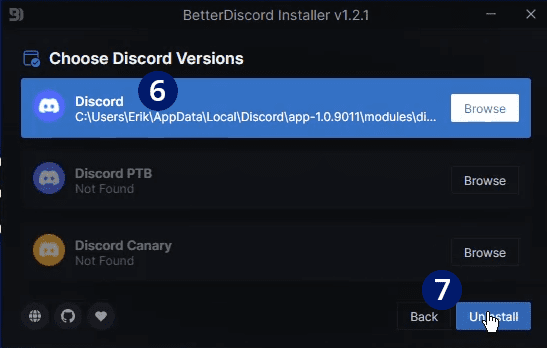 Better Discord uninstall