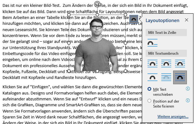 Bild Datei in Word frei bewegen