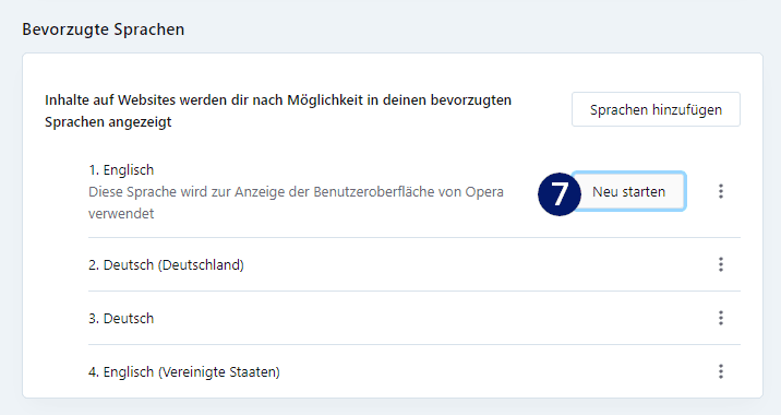 Opera Browser Sprache ändern