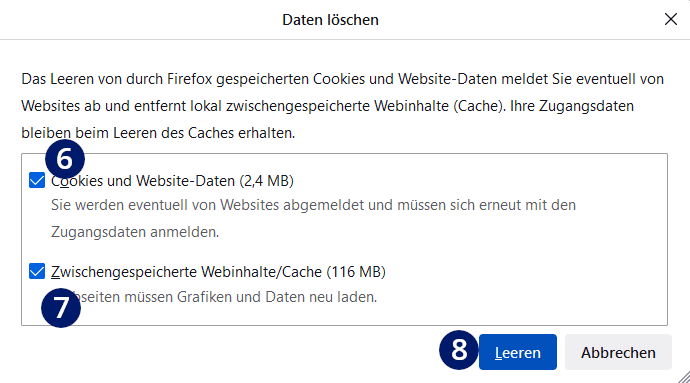 Cache löschen Firefox