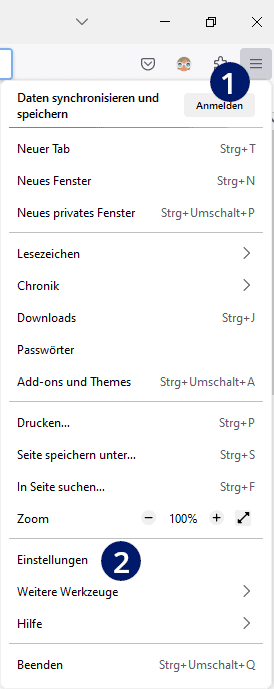 Firefox Sprache umstellen