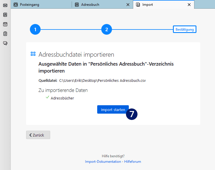 Thunderbird Adressbuch importieren csv