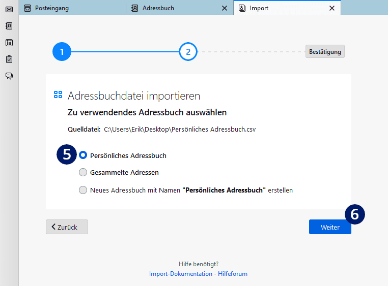 Thunderbird Kontakte aus Outlook importieren