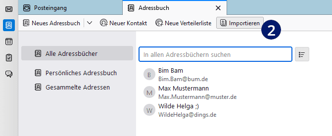 Thunderbird Kontakte importieren