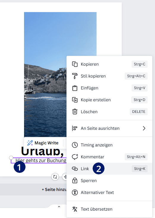 Link in Canva einfügen